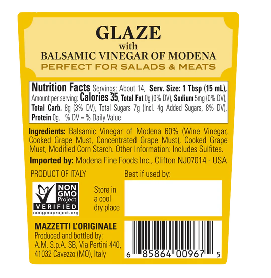 Mazzetti - Chef's Reduction - Classic Balsamic Glaze | 7.30 fl oz