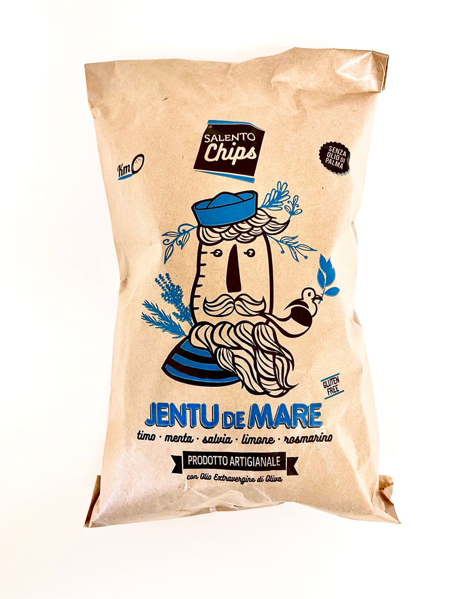 Salento Chips Jentu de Mare | Classic Potato Chips with Sea Salt, Thyme, Sage, Mint, Lemon, and Rosemary (1.7 oz)