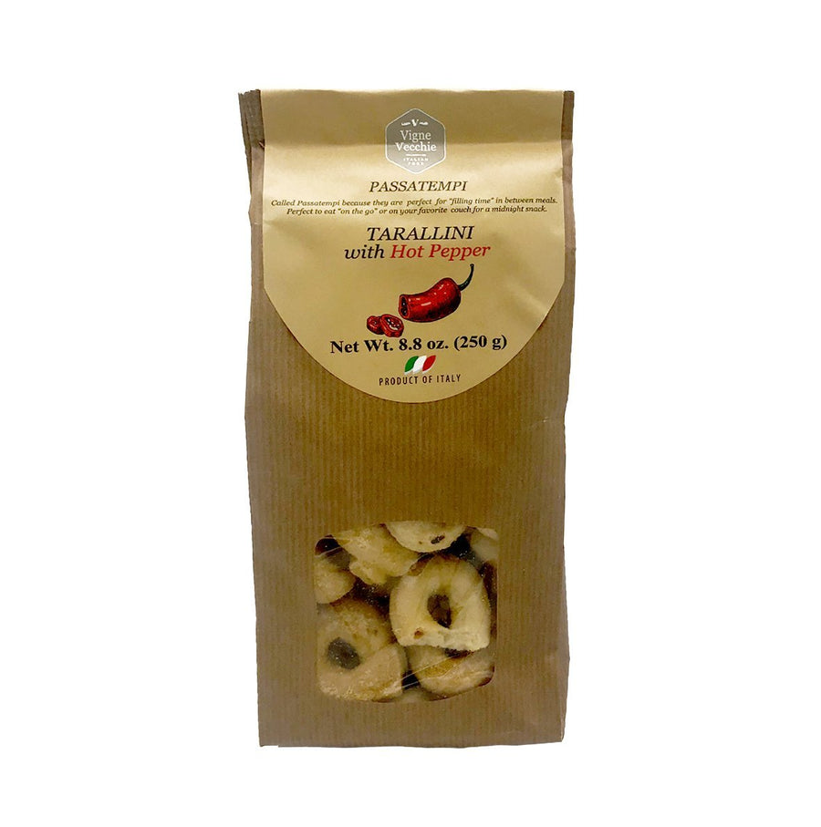 Tarallini with Hot Pepper | Ring-shaped Cracker (8.8 oz) - vvjustitalian