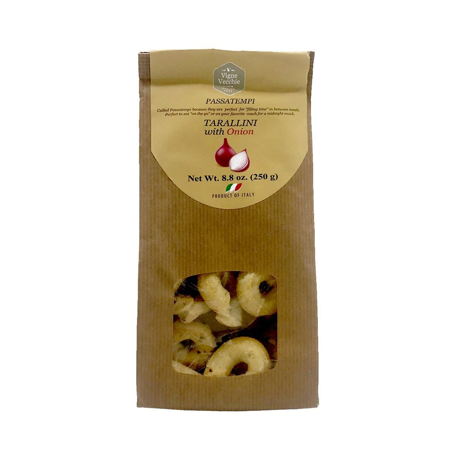Tarallini with Onion | Ring-shaped Cracker (8.8 oz) - vvjustitalian